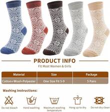 SISOSOCK 5 Pairs Fuzzy Soft Cozy Fluffy Socks Women, Casual Thick Plush Comfy Sleep Socks, Warm Winter Gifts Women - 多色-lb-1 - 查看 4