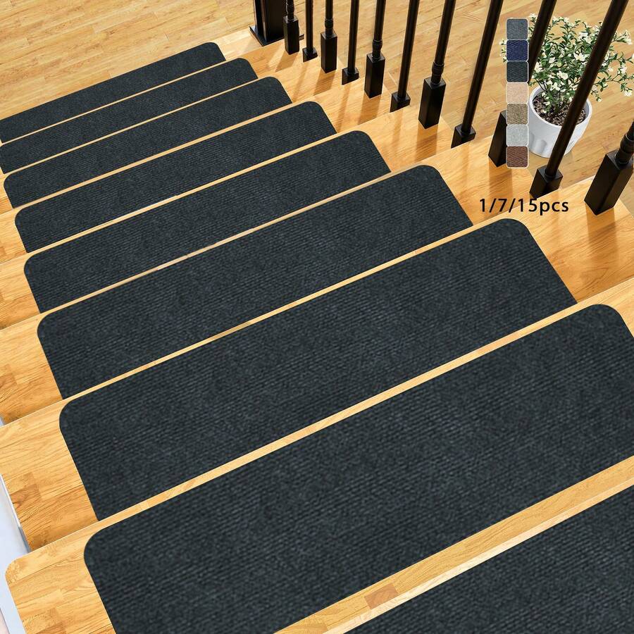 4/8/15件套室内楼梯踏板，楼梯垫，自粘防滑楼梯踏板，柔软舒适楼梯地毯，防滑楼梯踏板，适用于木质楼梯，可机洗，易于维护，易于粘贴