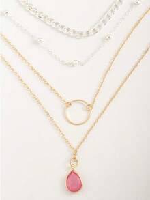 1pc European & American Retro Bohemian Style Simple Pendant Necklace With Metal Hoop & Water Drop Charm NightOut Unleash Your Style-Girls' Night Out, Bold And Dazzling SeasideVibes Get Into Beach Mode And Unwind