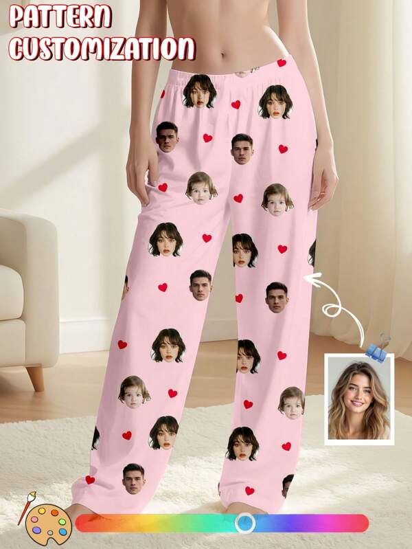 1pc Custom Comfortable Women's Pajamas, Unique Customization, Halloween Portrait Pattern Custom Design - Holiday Anniversary Item, Add Your Photos To Design Your Personalized Pajamas, It Is The Best Gift For Your Girlfriend, Family And Wife.