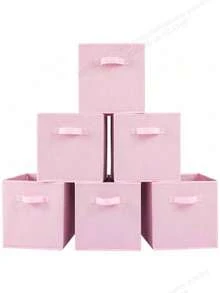 粉色折叠储物盒，无盖衣柜整理盒，多用途家用储物盒