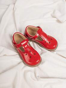 Vintage Elegant Mary Jane Flat Shoes For Girls, Red School Princess Shoes, Back To School Performance Footwear