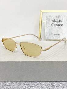 新款复古多边形小框个性化时尚眼镜，高端简约百搭时尚眼镜，适合海滩、派对、日常佩戴，矩形墨镜 - 彩色 - 查看 6