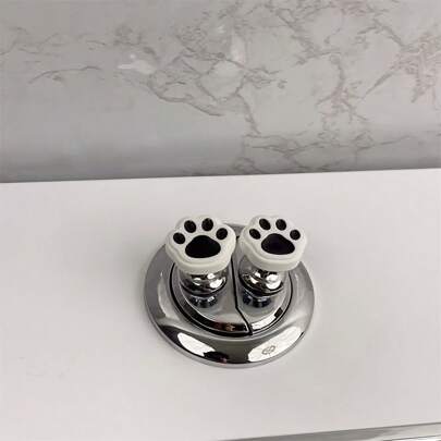 Modern Cat Paw Shaped Toilet Flush Button, Plastic Dual-Flush Tank Lever, Bathroom Flush Replacement Part