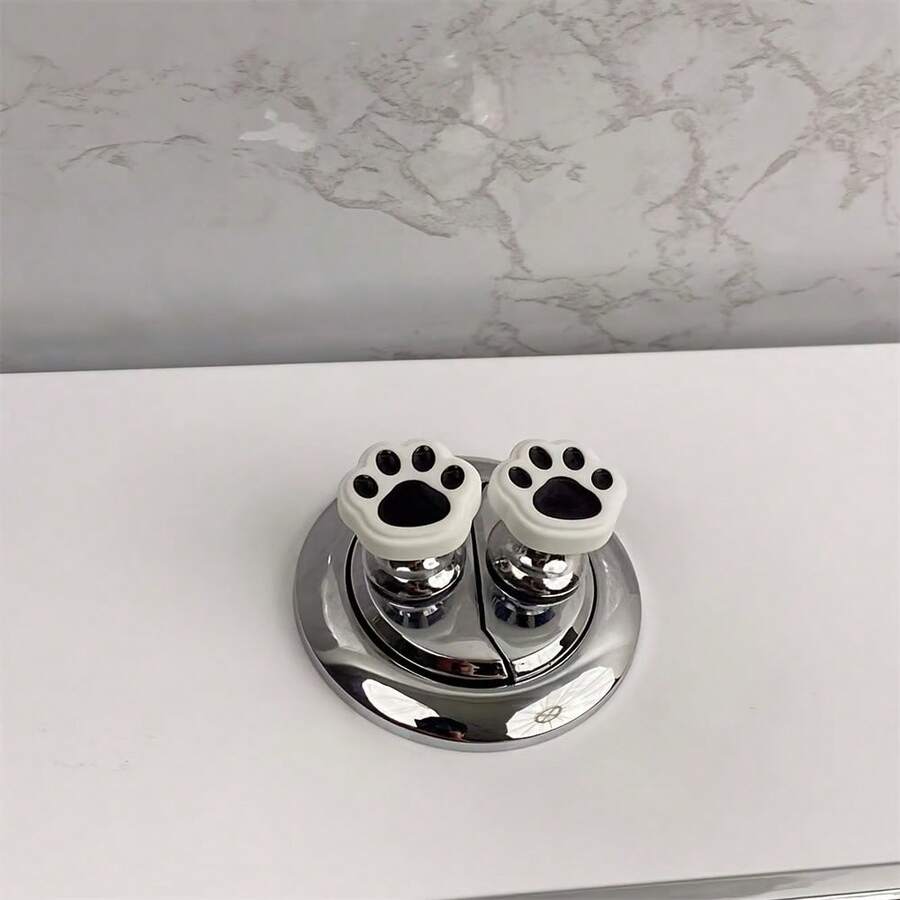 Modern Cat Paw Shaped Toilet Flush Button, Plastic Dual-Flush Tank Lever, Bathroom Flush Replacement Part