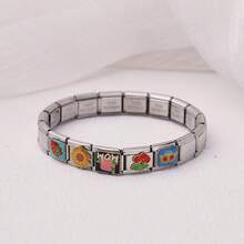 1PC Summer Casual Stainless Steel Bracelet, With Personalized Patterns Such As Pet Dogs And Beach Scenery, Suitable For Daily Wear