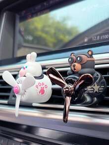 1 pieza Ambientador de coche con forma de hélice giratoria de conejo/panda/perro, difusor de aromaterapia con ventilador, colgante de aroma, decoración interior, regalo para conductoras en Pascua