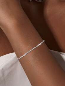 S925纯银闪耀精致链条手链可叠戴链条女士派对周年纪念珠宝礼物 - 滿天星 - 查看 2