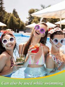 1 Pair Women's Daisy Flower Round Glasses,Cute Personalized Glasses,Fashion Decorative Eyewear,Party Glasses, For Party, Ball, Birthday, Hawaiian Beach Vacation Fashion Fashion Glasses