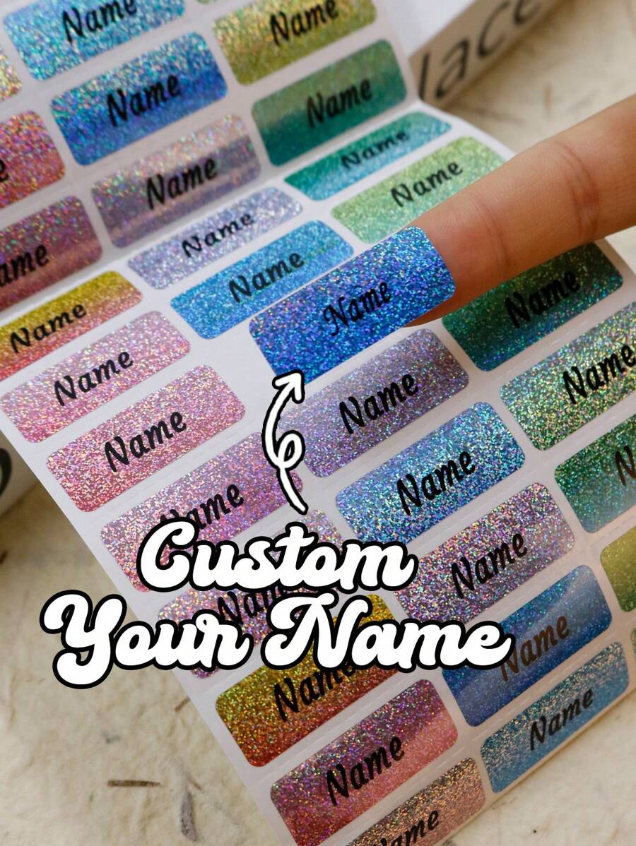 60-500Pcs Custom Color Shiny Name Tag Stickers, Personalized Stickers, Name Stickers, Stickers For Youths, Customized Water Bottle Stickers, Daycare Labels, Customizable Birthday Gifts, Stationery Stickers, Campsite Tags, Anniversary, Books, School Bags, School, Family, Moving, Men, Women, Sons, Daughters, Unique Gifts, Multi-Functional, Ornamental, Reusable, Modern, Colorful, Cute, Vintage, Cartoon, Kawaii, Custom, Personalized, Unique, Customized, Workers, Clients, Students, For Business/Work/ Office, For School, Desert Fall Cozy,Office Décor