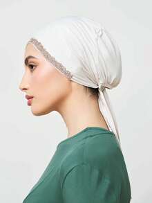 1 chiếc khăn trùm đầu bằng vải jersey màu trơn đính đá lấp lánh dành cho nữ, kiểu dáng bandana, mũ ống thời trang đính kim cương, phụ kiện hijab, mũ hijab đa năng phù hợp cho mọi mùa, mùa hè, đi biển. - Mũ lưỡi trai nhiều màu - Đính đá dập nổi - Xem 4