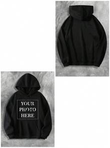 Customized Men's Hoodie, Personalize With Your Photo/Group Photo/Couple/Couples/Family/Friend/Pet/Landscape, Black Sweatshirt, Men's Fleece Hoodie, Autumn Clothing, Best Friend Gift, Winter Men's Wear, Valentine's Day/Father's Day/Anniversary/Birthday Gift, Gift For Him