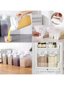 Airtight Jar With Measuring Cup Food Organizer Grocery Rice 2L - 無色 - 查看 2