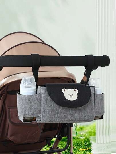 1 件婴儿推车挂袋，婴儿车储物袋，大容量奶瓶收纳袋，户外婴儿车配件