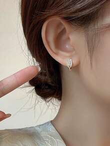 Pair Of Small Leaf Design Hoop Earrings Elegant Vintage Style Jewelry For Women, Lightweight Comfort For Daily Wear & Parties, Birthday Gift For Party Accessories Earrings - 金色 - 查看 6