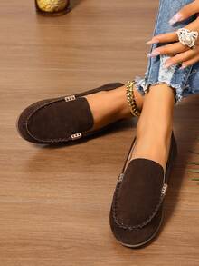 2025 New Sexy Bohemian Metal Decor Loafers, Casual Slip-On Flat Shoes, Non-Slip, Lightweight & Comfortable For Women, Suitable For All Seasons