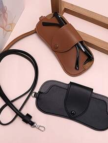 1 bolsa para óculos de pescoço, estojo para óculos, bolsa de couro sintético estilosa, suporte protetor fofo para óculos de sol, organizador portátil para óculos de viagem, capa protetora macia para óculos/óculos de sol, leve e compacto, acessório moderno, ideia de presente, armazenamento para óculos resistente a arranhões, perfeito para atividades ao ar livre, escritório, praia, carro, bolsa, academia e uso diário. Acessórios essenciais para viagem, bolsa de viagem, férias, volta às aulas, material escolar, óculos de sol feminino. - Multicolorido - Ver 7