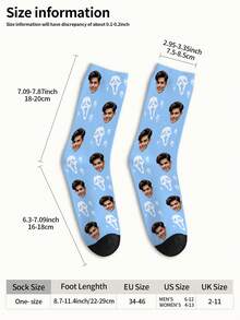 1 Pair Customizable Men's Mid-Calf Socks With Personalized Face Pattern, Can Print Any Face On Socks, Personalized Photo Socks, Fun Customized Image Mid-Calf Socks, Suitable For Valentine's Day, Birthday, Gift, Halloween And Other Occasions, Personalized Customization - Multicolor - View 4