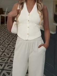 فستان كاجوال للنساء لفصل الصيف، بياقة بولو، أزرار إنجليزية، كارديجان محبوك، كنزة صوفية قصيرة أنيقة كاجوال، فست علوي محبوك مناسب للعمل والمكتب