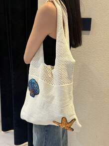 Bolso de mano minimalista suave de punto, nuevo bolso de mano casual versátil de gran capacidad para ir al trabajo para mujeres