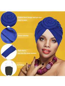 Awegeo 女士纯色头巾，带装饰细节 - 休闲时尚头巾，适合居家和日常佩戴 - 彩色 - 查看 2
