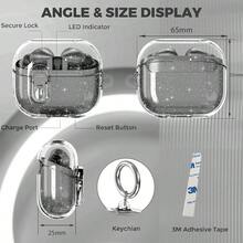 Zij8265 Compatible With Samsung Galaxy Bud 3 Pro Case Buds3 Case Cover Clear Lock Clip With Cleaner Kit Bling Transparent TPU Galaxy Buds Pro 3 Protective Cover Men Women With Carabiner Glitter Clear - ClearGlitter - View 5