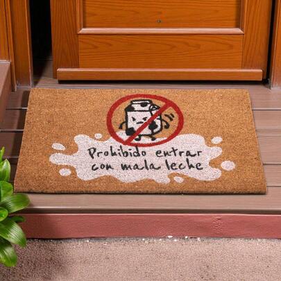 DISTRIBUX Felpudo Divertido 40x70 cm – "Prohibido Entrar con Mala Leche" | Fibra de Coco Natural con Base Antideslizante | Alfombra de Entrada para Exterior e Interior  ✅ Entrega de 1-3 días
