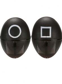 3Pcs Cartoon Survival Game Mask, Black Mesh, Triangle, Square, Circle, Suitable For Role-Playing, Soiree And Party, Ladies And Men