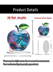 1 Pieza Decoración de sobremesa de acrílico en forma de manzana con ilustración 2D, diseño de impresión pintado de manera creativa, transparente, multiusos para decoración del hogar, oficina, fiestas y regalos de cumpleaños o Pascua