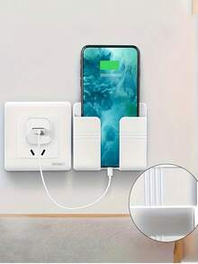 1/2/4 حامل شحن للهاتف المحمول، رف جداري لاصق، رف تخزين متعدد الوظائف، رف متثبت على الجانب السرير، لوازم التنظيم والتخزين المنزلي، إكسسوارات غرفة النوم، إكسسوارات المكتب