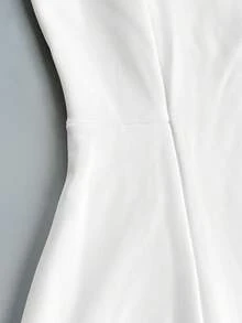 Women's Sleeveless Pearl Trim Crew Neck White Fit & Flare Dress, Elegant Outfit For Wedding Guest/Birthday Party/Evening Event, Classy White Dresses For Women - trắng - Xem 7