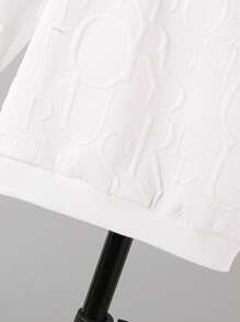 Set de 2 piezas para niños, chaqueta de manga larga con patrón de letra grande y estilo deportivo de tela jacquard y pantalones casuales ligeros, adecuado para uso diario o actividad al aire libre