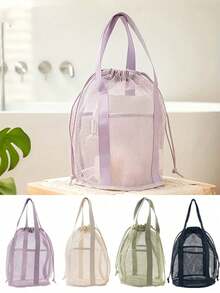 Sac de douche en maille léger, sac de toilette, portable, séchage rapide et respirant, léger, sac de toilette de voyage, facile à transporter, avec poignée à fermeture éclair, organisateur de toilette et de salle de bain portable avec technologie de séchage rapide, sac de toilette portable pour la gym et les voyages (le matériau est soumis aux spécifications du produit réel). Sac essentiel de voyage pour les fournitures scolaires, les vacances, les vacances, le retour à l'école, le sac de lavage, le sac de toilette imperméable - Multicolore - Voir 1