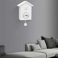 Quartz Clock Cuckoo Clock With Working Bird 20x25cm Cookoo Clocks For Wall Cookoo Clock With Working Bird Minimalist Design Bedroom Decor Stylish Living Room - White - View 2