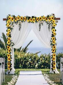 3 件 240 厘米人造向日葵花环丝绸向日葵藤蔓人造花带绿叶，婚礼拱门装饰，婚礼楼梯装饰，婚礼窗帘装饰，生日派对气球装饰，圣诞树装饰，日常家居门装饰，乡村婚礼桌面人造向日葵装饰