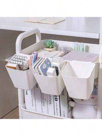Wall Mounted Storage Boxes, Plastic Baskets, Home Kitchen Dorm Trolley Small Hanging Baskets, Bedside Shelf, Kitchen Basket, Suitable For Desks, Libraries, Studios
