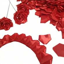 300pcs Pre-Made Satin Rose Petals, Semi-Finished Product, Suitable For Eternal Rose DIY, Eternal Flower Bouquet, Rose Satin Petals, Applicable For Wedding Anniversary, Birthday, Mother's Day, Gift For Women, Birthday Gift, Home Decor Living Room, Home Decor, Home Accessories, Artificial Flowers - Red - View 9