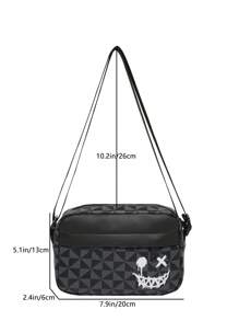 Borsa a tracolla sportiva casual da uomo alla moda a quadri, piccola borsa quadrata da business