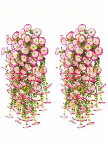 NKEN 4 PCS 75cm Artificial Hanging Morning Glory Set (Multi-Color: Purple/Pink/Blue/White) - Uv Resistant Realistic FauxFlowers With Eucalyptus Leaves For Weddings, Home, Office, Garden & Party Decor