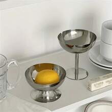 1 件不锈钢抛光圆形甜点碗 - 防锈，优雅的金属表面，非常适合节日娱乐和日常使用，节日餐具 | 光滑的金属表面 | 防锈材料