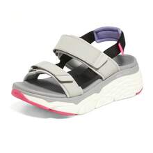 Skechers 女鞋夏季輕便防滑厚底涼鞋休閒魔鬼氈沙灘鞋 - 灰色 - 查看 1