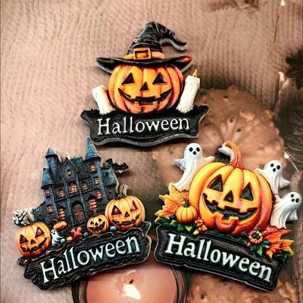 3 Stück/Set Halloween Kühlschrankmagnet, kreative Kürbis Dekoration, Heim Feiertagsdekoration, Halloween Souvenirs, kreative Heimdekoration Geschenke, Party Dekoration