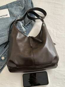 复古大容量柔软纯色女士单肩包，百搭斜挎包，手提包，女士流浪汉单肩包，大容量吊带斜挎包，手提包，休闲工作包