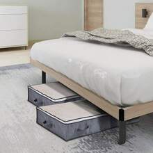 4 Pack 90L Large Underbed Storage Bag Clothes Zipped Organizer Fabric Storage Bags - Grey - View 5