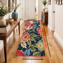 1 pieza, Decoración para el hogar, Alfombra, felpudo o tapete de cerámica de diatomita con patrón floral vintage impreso, antideslizante, rectangular con impresión 3D, apto para sala de estar, dormitorio, pasillo, baño, lavandería - Alfombras de poliéster, aptas para decoración de interiores y exteriores del hogar