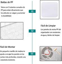 Estanteria Modular Malla Almacenamiento de 9 cubos Montaje DIY,Organizador de Almacenamiento de Cubos de Alambre con Tabique de Plástico PP ,Estantería Modular Apto para Dormitorio, Salón, Armario - Blanco - Ver 6