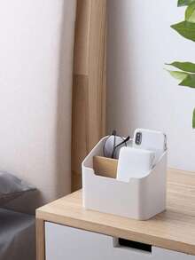 1 Piece Of Bamboo And Wood Partition Storage Box, Creative Multifunctional Desktop Storage Box, Suitable For Cosmetics, Makeup Brushes, Stationery, Remote Control, Desktop Organizer, Remote Control Bracket, Multi Compartment Storage Box, Bamboo And Wood Partition, Space Saving, Birthday Gift, Suitable For Office Workers, Home Users, Electronic Product Enthusiasts, Digital Tool Enthusiasts, Desktop Organizer Enthusiasts, Makeup Enthusiasts - Multicolor - View 5