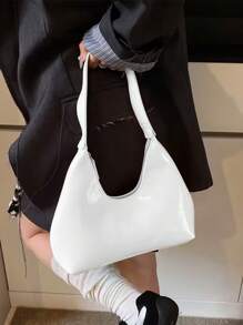 Bolsa Feminina Retro Brilhante de Ombro Fechamento em Ziper