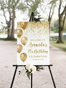 1pc- Black And Gold Style Personalized Photo Birthday Posters, Custom Birthday Welcome Signs, White And Gold Birthday Welcome Signs, Balloon Birthday Signs, 70th Birthday Posters, Printable Signs, For Any Age, Poster Printing,Ramadan Ambiance - Multicolor - View 3