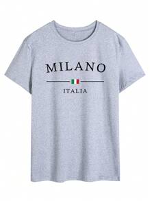 男士休闲简约字母印花短袖T恤